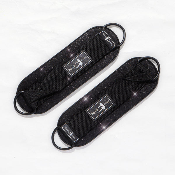 BLACK SPARKLE ANKLE STRAPS